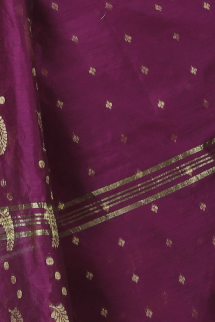 Maroon Blended Cotton Turik Hand Loom Saree (1252)
